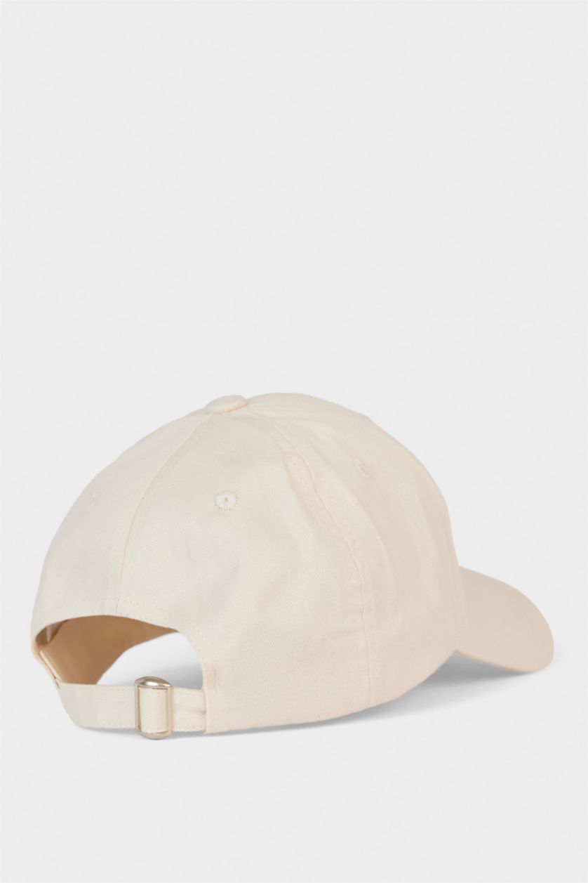 Man Beige Man Cotton Embroidered Cap