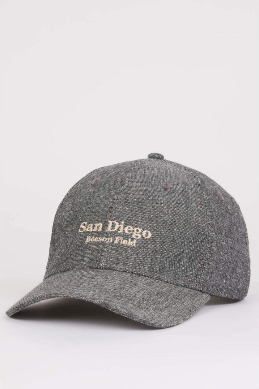 رجالي أسود كاب بيسبول رجالي مطرز من مزيج الكتان