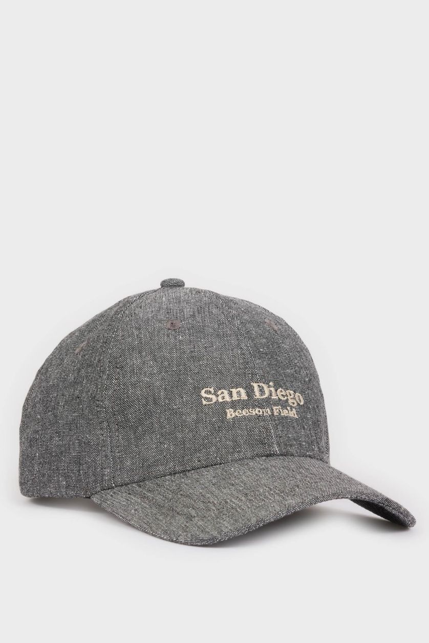 رجالي أسود كاب بيسبول رجالي مطرز من مزيج الكتان