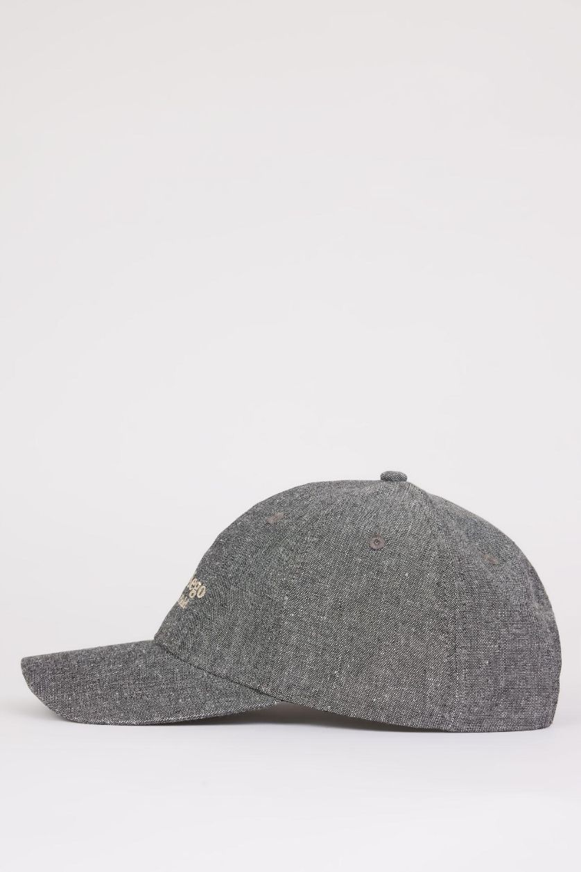 رجالي أسود كاب بيسبول رجالي مطرز من مزيج الكتان