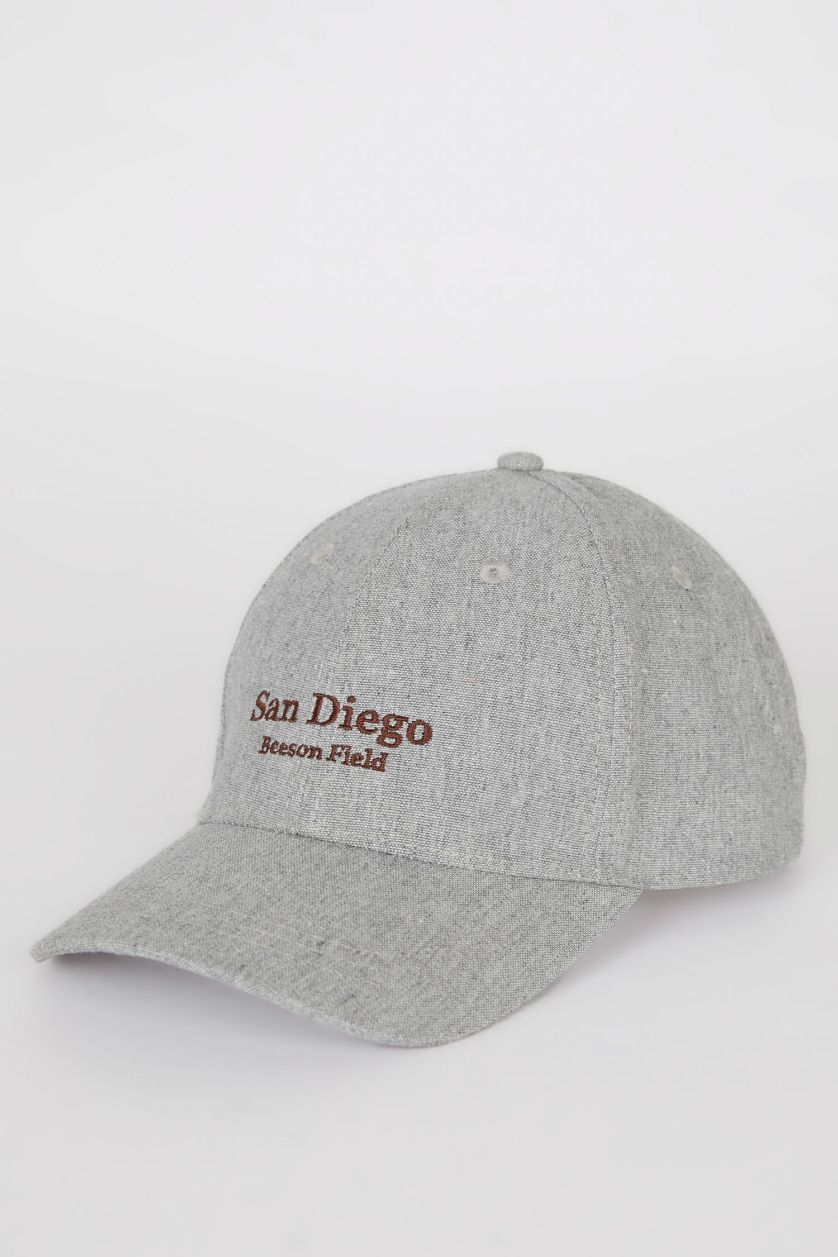 Man Grey Boy Label Printed Woven Baseball Basketball Cap