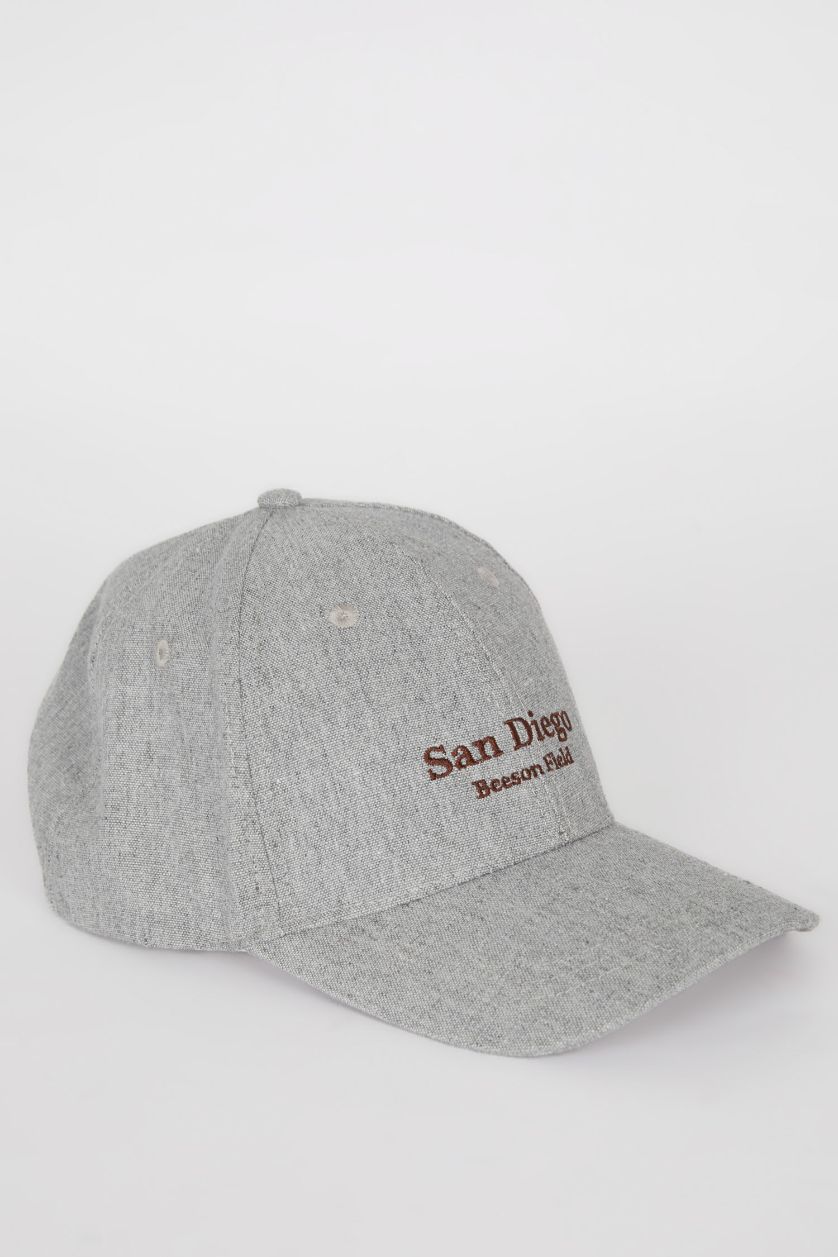 Man Grey Boy Label Printed Woven Baseball Basketball Cap