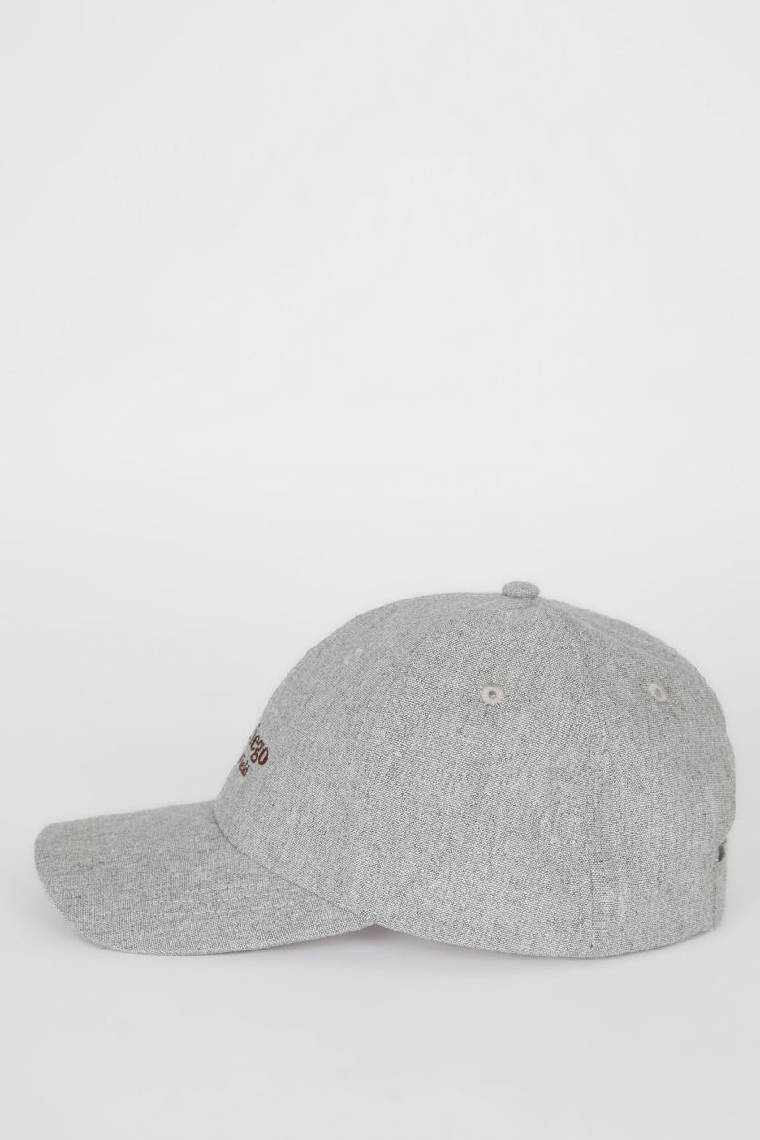 Man Grey Boy Label Printed Woven Baseball Basketball Cap