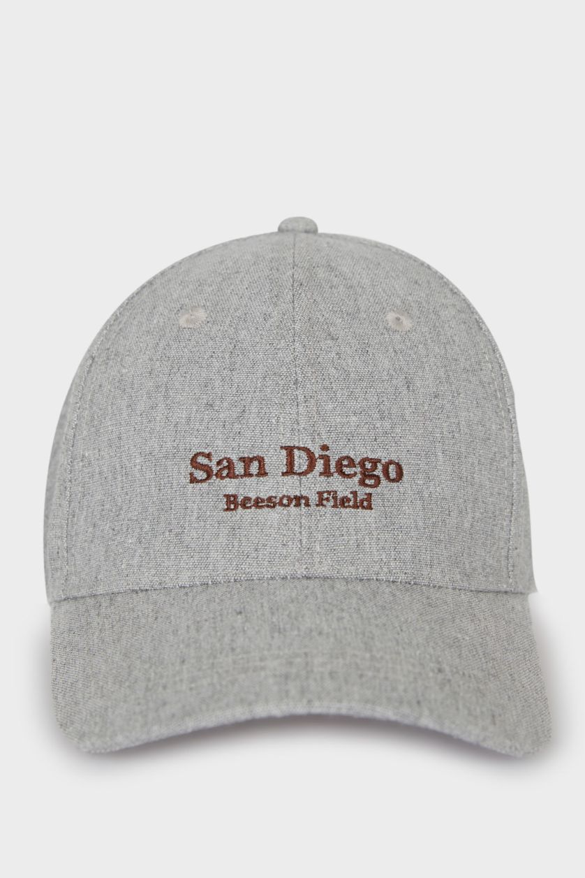 Man Grey Boy Label Printed Woven Baseball Basketball Cap