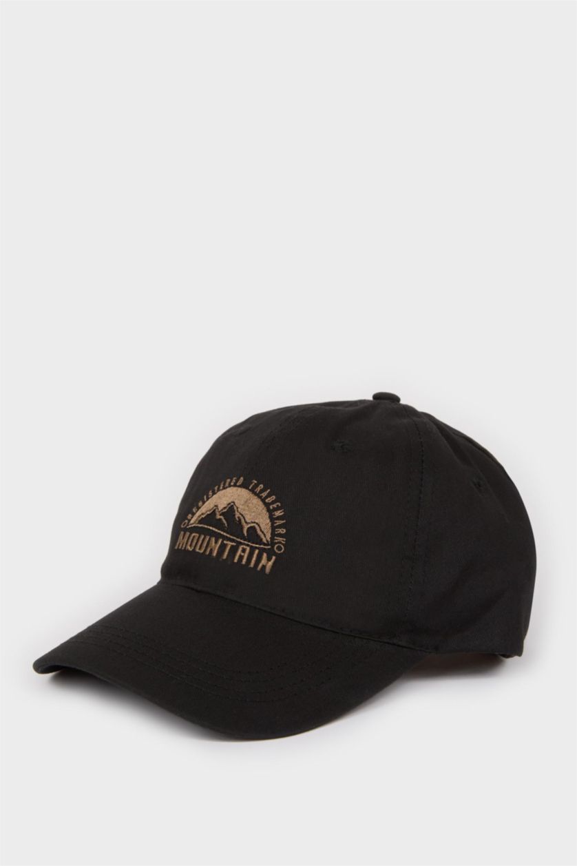 Man Black Man Embroidered Cotton Cap