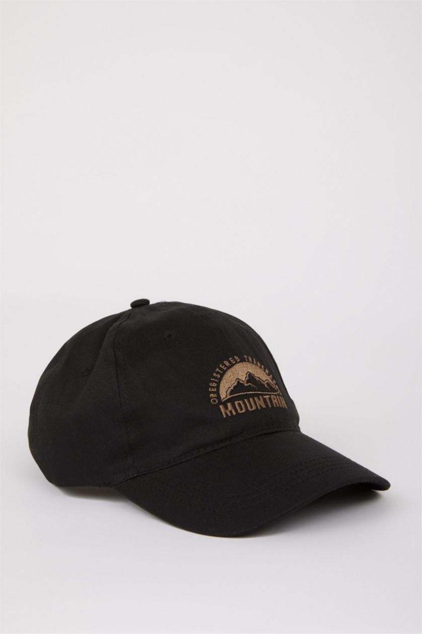 Man Black Man Embroidered Cotton Cap