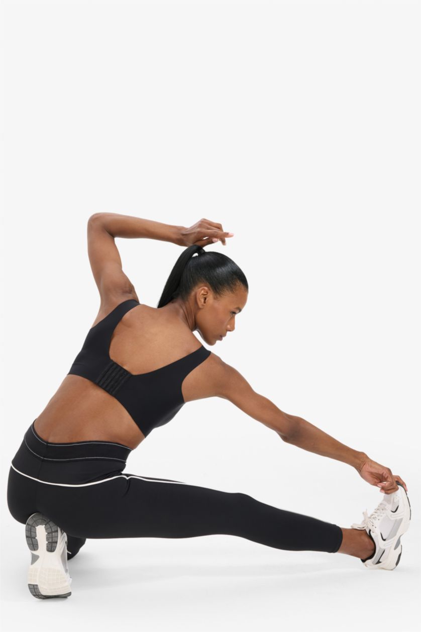 Kadın Siyah Yüksek Bel Biye Detaylı Toparlayıcı Sporcu Tayt