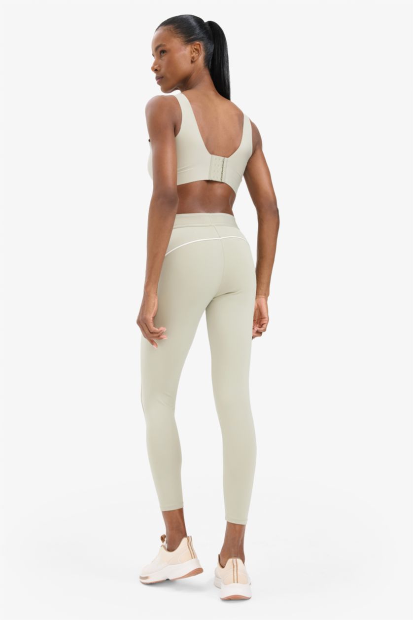 Kadın Açık Haki Yüksek Bel Biye Detaylı Toparlayıcı Sporcu Tayt