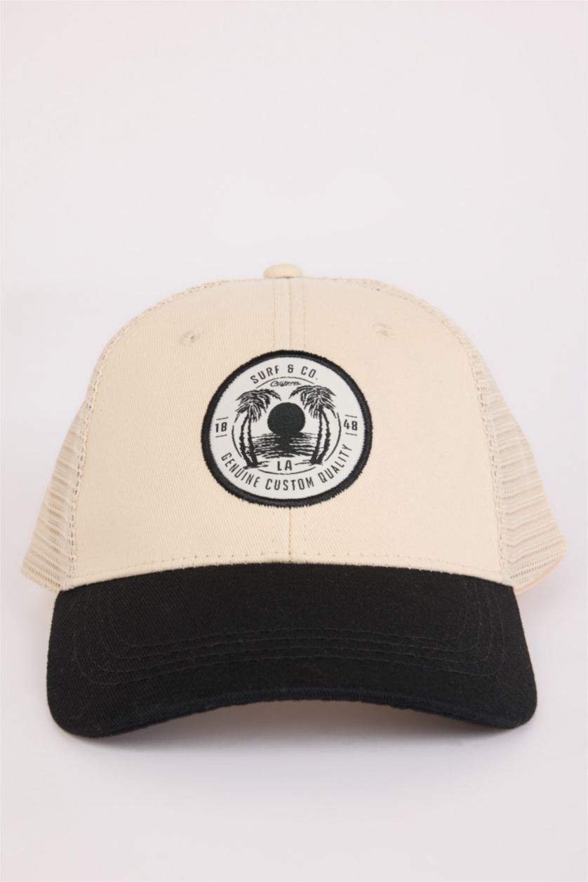 Men NAVY Boy Label Printed Woven Basketball Cap