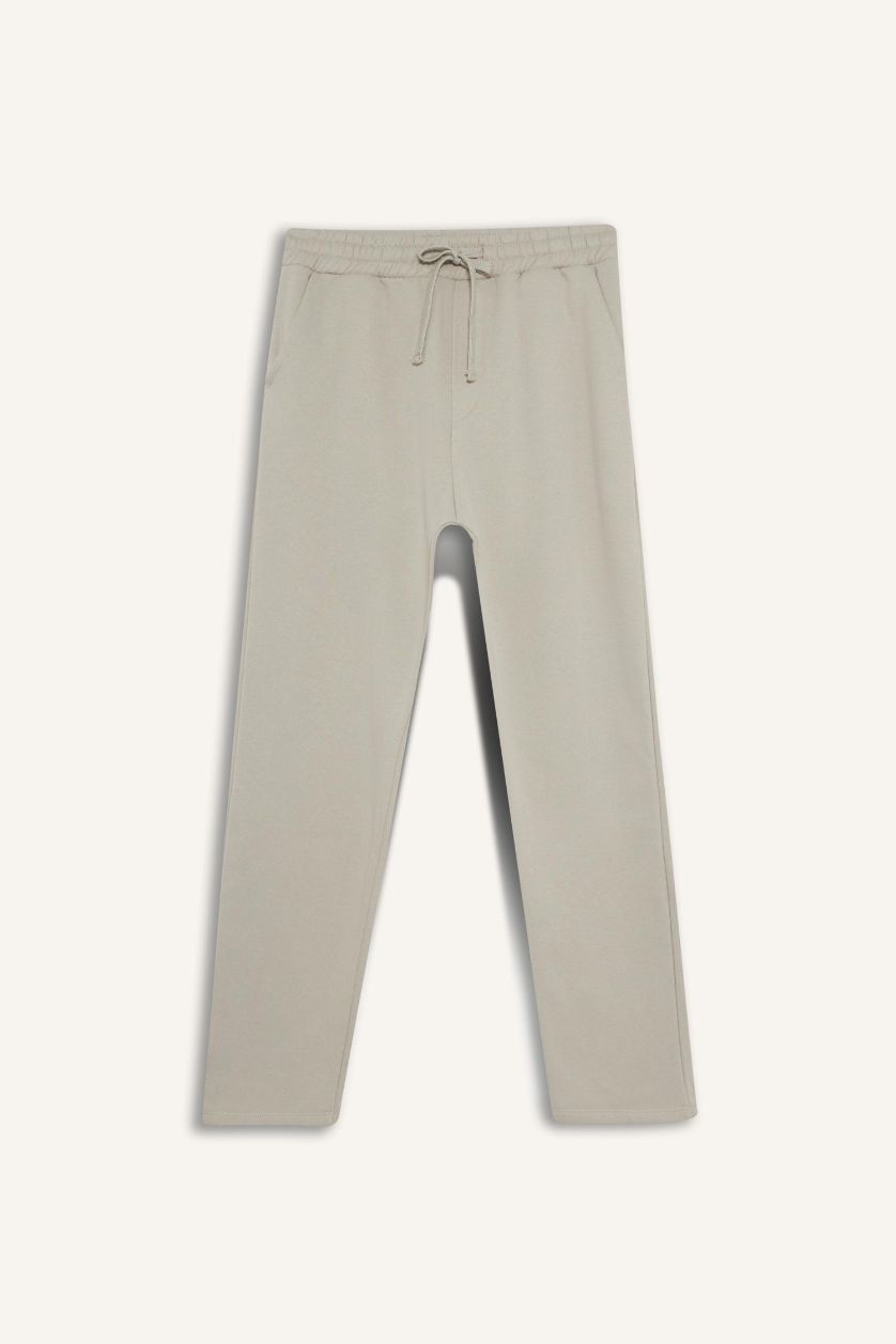 Erkek Taş Regular Fit Beli Bağcıklı Cepli Düz Paça Kalın Eşofman Altı