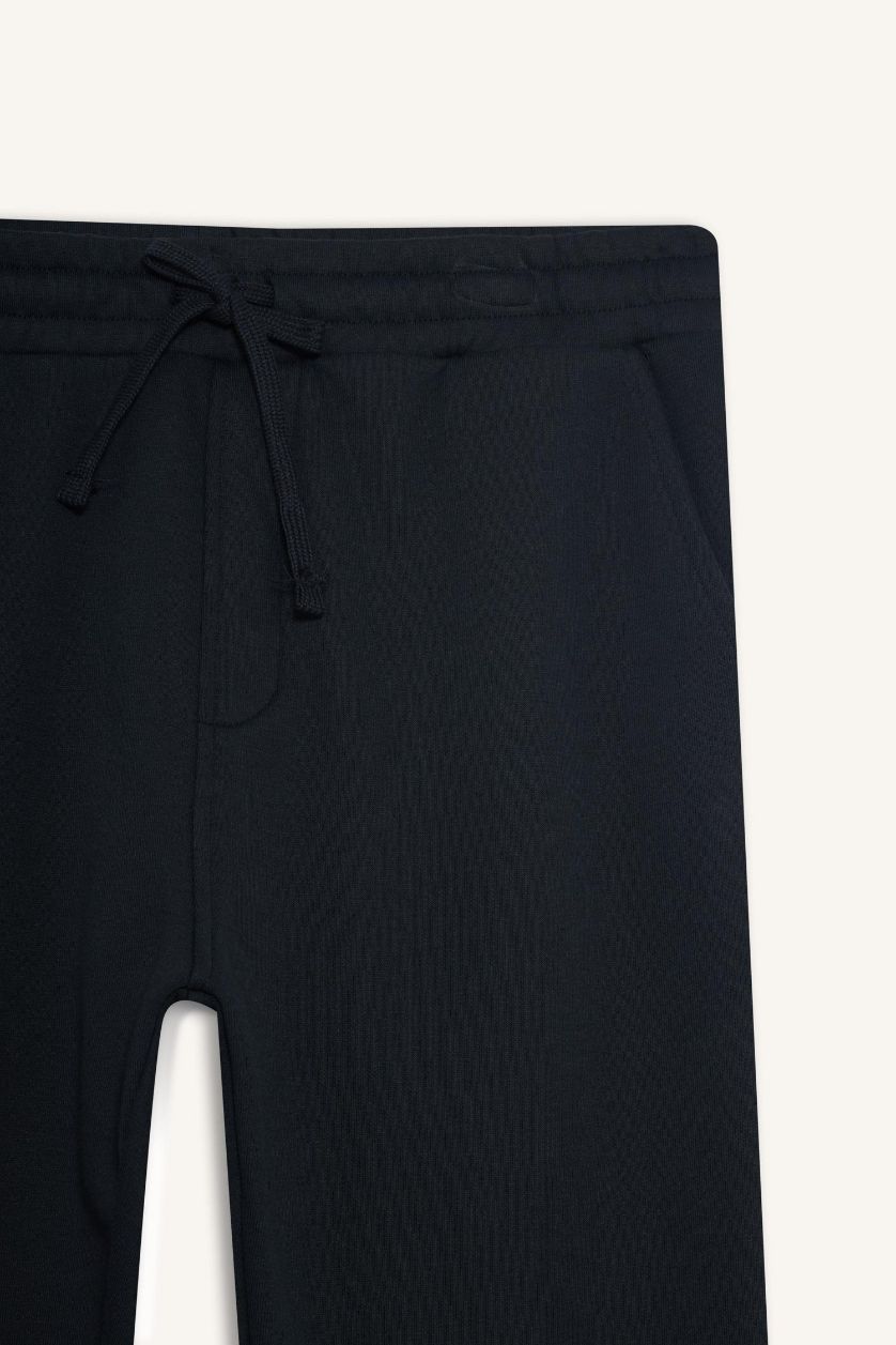 Erkek Lacivert Regular Fit Beli Bağcıklı Cepli Düz Paça Kalın Eşofman Altı