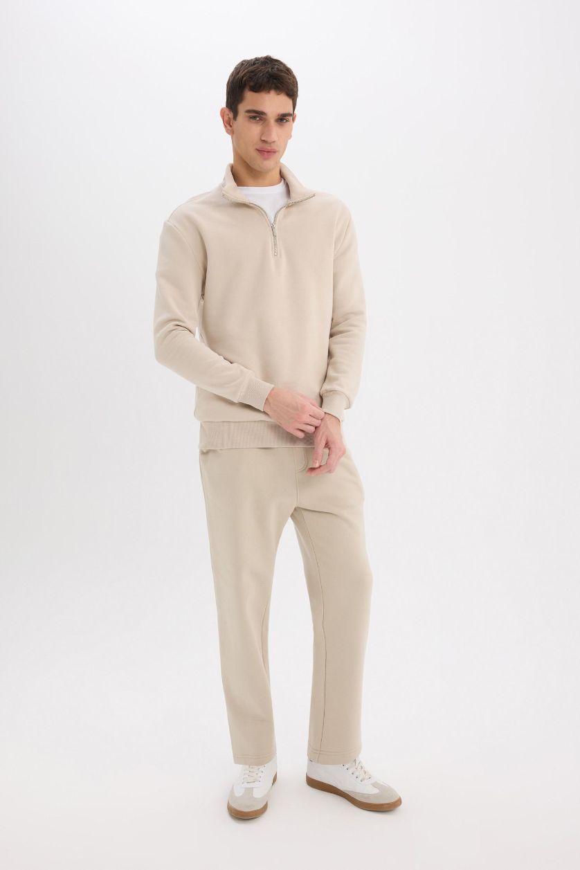 رجال اللون الحجري بنطلون بجامة رياضي سادة قماش سميك قصة عادية بجيب