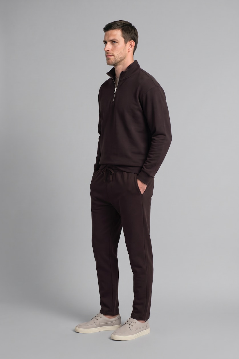 MAN Brown Regular Fit Thick Pocketed Straight Leg Sweatpants