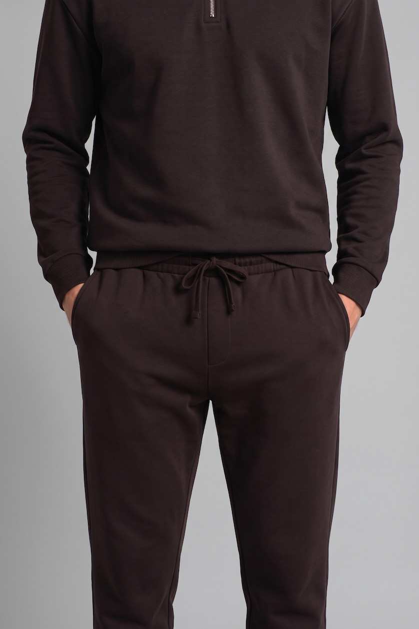 MAN Brown Regular Fit Thick Pocketed Straight Leg Sweatpants