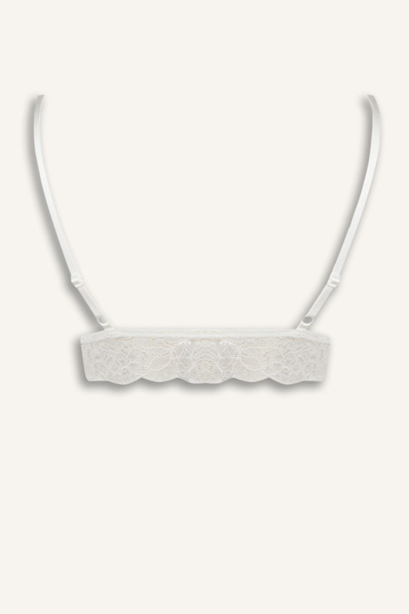 Kadın Kırık Beyaz Dantelli Kaplı Pedli Balensiz Bralet