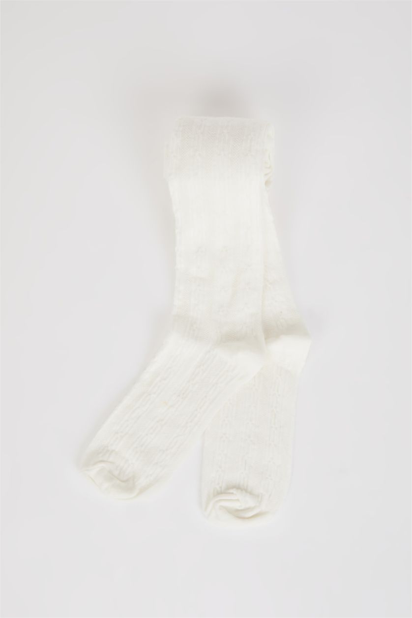 بنات أبيض (000) جوارب طويلة قطن