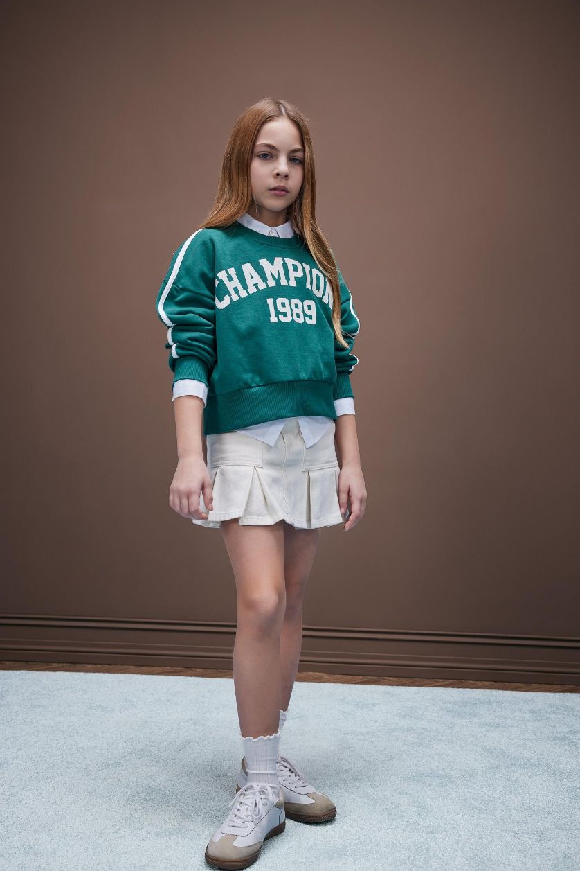 Kız Çocuk - Genç Kız Ekru Gabardin Etek Kız Çocuk