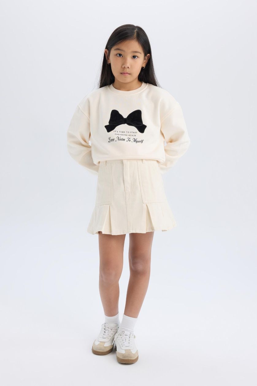 Kız Çocuk - Genç Kız Ekru Gabardin Etek Kız Çocuk