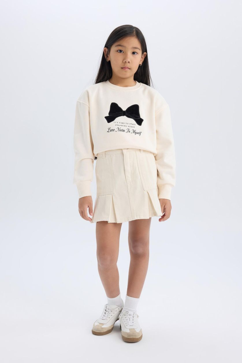 Kız Çocuk - Genç Kız Ekru Gabardin Etek Kız Çocuk
