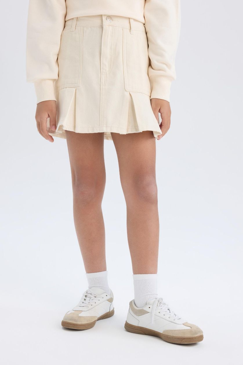 Kız Çocuk - Genç Kız Ekru Gabardin Etek Kız Çocuk