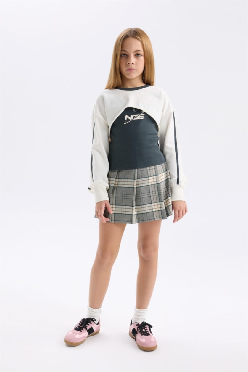 Girls & Teens Grey Girl Plaid Pleated Skirt