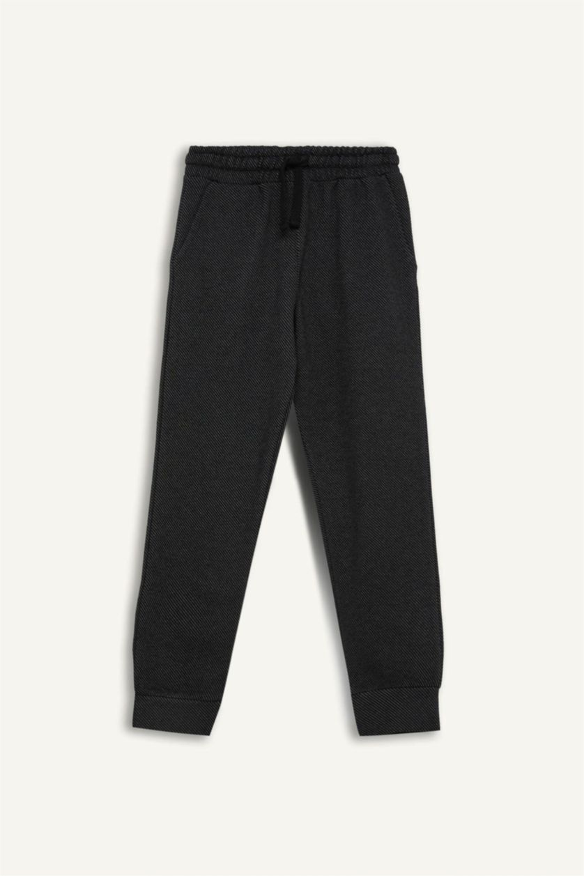 Erkek Çocuk - Genç Erkek Siyah 2'li Takım Baskılı Sweatshirt Eşofman Altı Erkek Çocuk