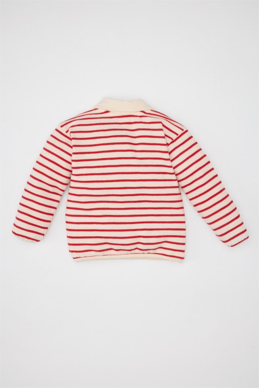 طفلة صغيرة أحمر سويت شيرت بناتي مخطط بقصة عادية