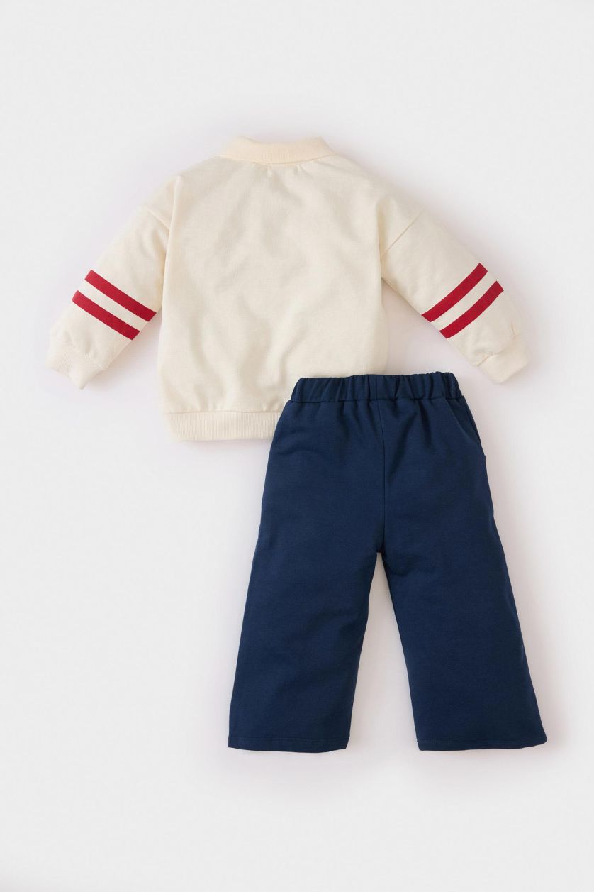 BABY GIRL Ecru Baby Girl Printed Sweatshirt Wide Leg Sweatpants 2 Piece Set