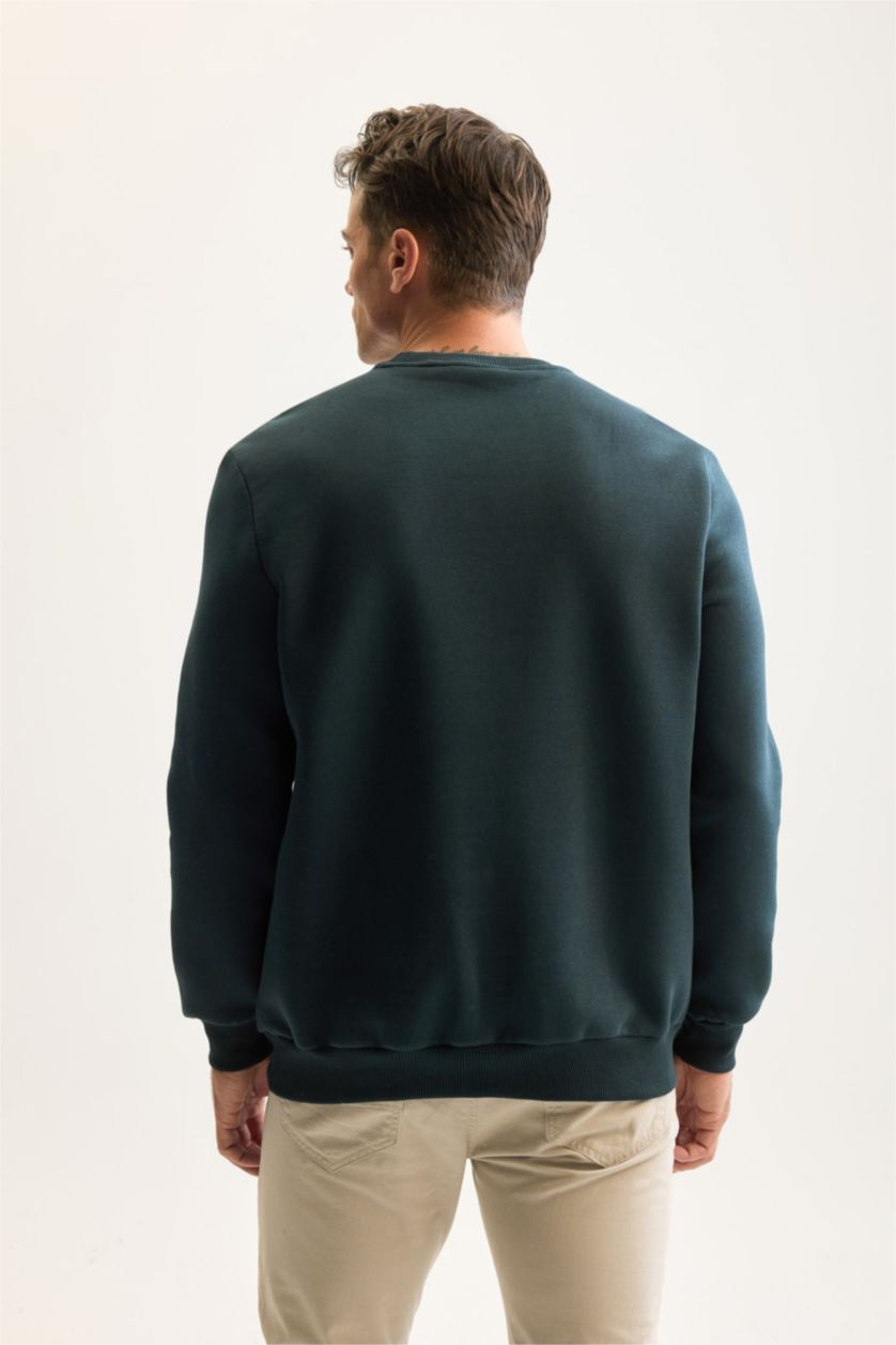 Men Dark Green Regular Fit Thick Sweatshirt Fabric Sweatshirt