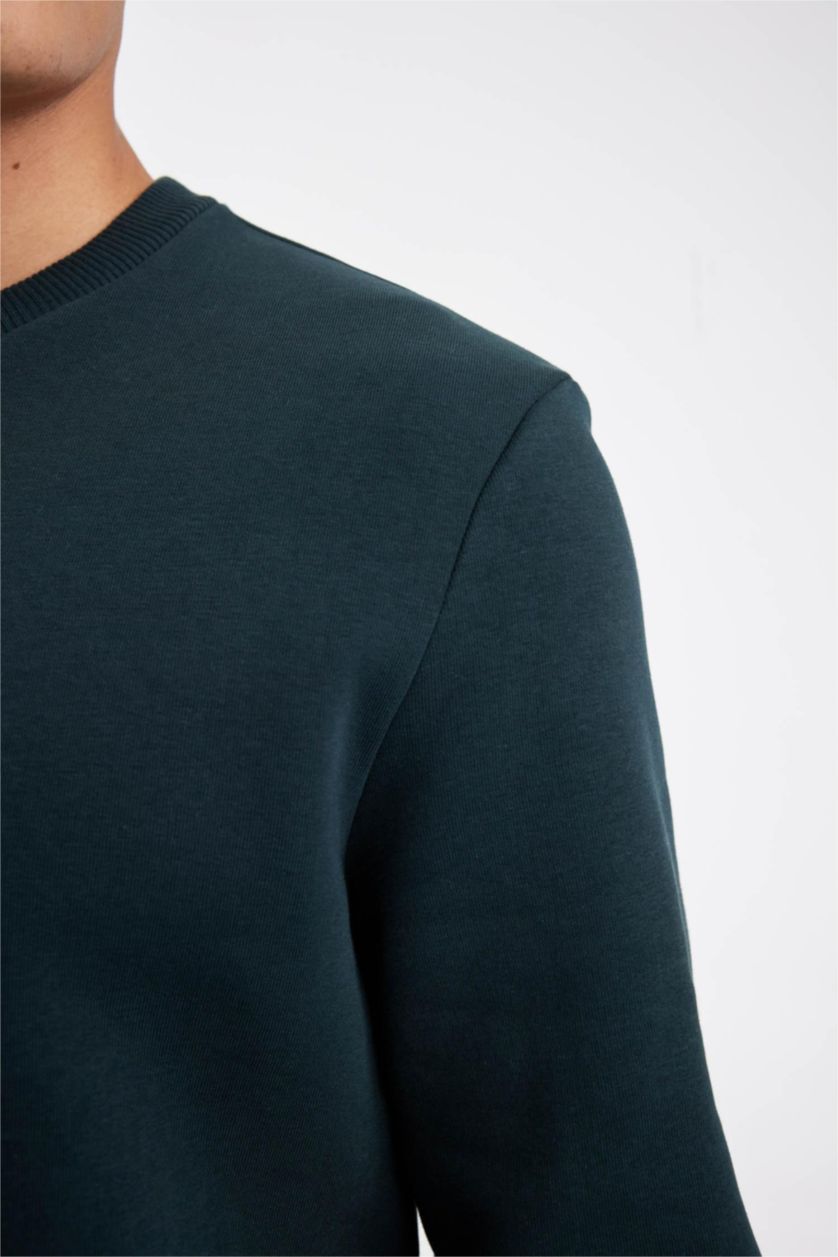 Men Dark Green Regular Fit Thick Sweatshirt Fabric Sweatshirt