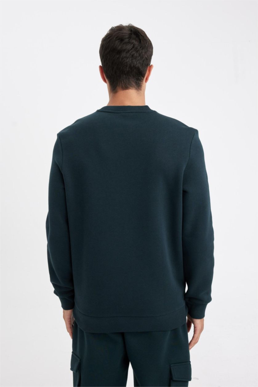 Men Dark Green Regular Fit Thick Sweatshirt Fabric Sweatshirt