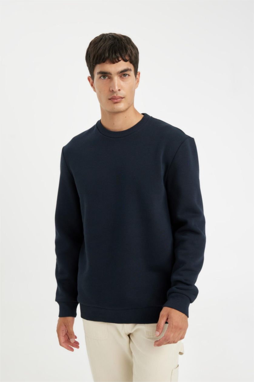 Men NAVY Regular Fit Thick Sweatshirt Fabric Sweatshirt
