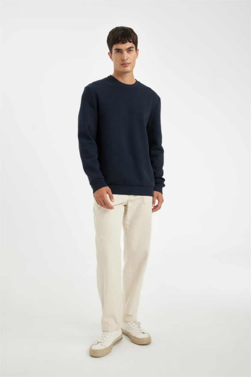 Men NAVY Regular Fit Thick Sweatshirt Fabric Sweatshirt
