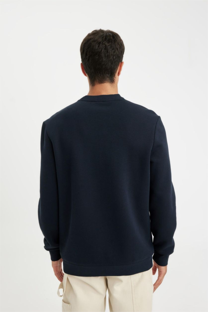 Men NAVY Regular Fit Thick Sweatshirt Fabric Sweatshirt