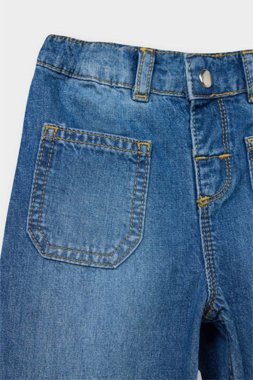 Kız Bebek Mavi Wıde Leg Standart Paça Pantolon Kız Bebek