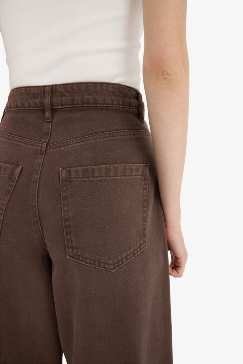 WOMAN Brown Baggy Fit Gabardine Trousers