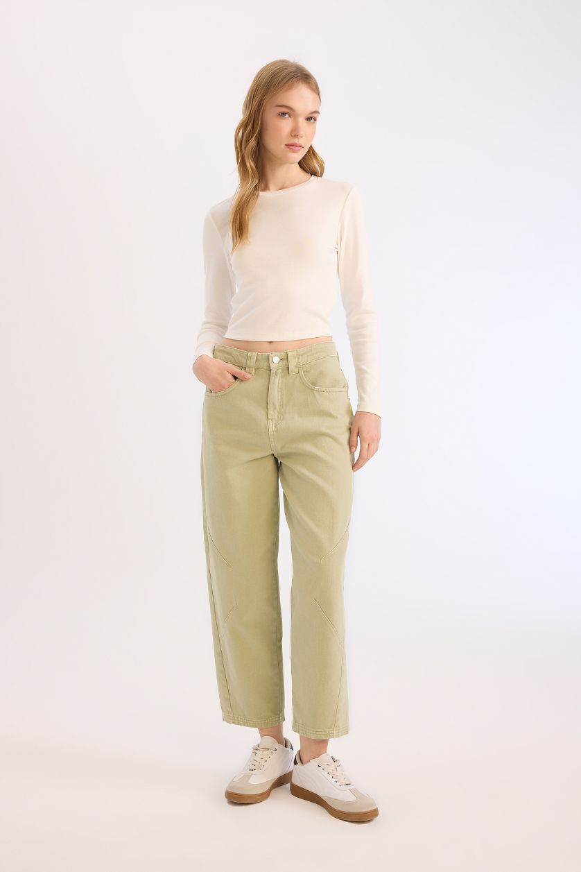 Woman Mint Baggy Fit Gabardine Trousers
