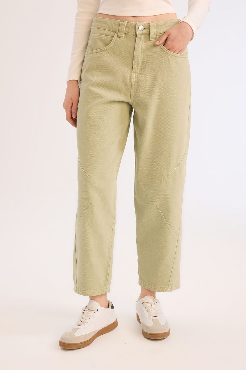 Woman Mint Baggy Fit Gabardine Trousers