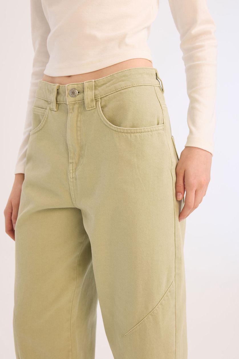 Woman Mint Baggy Fit Gabardine Trousers