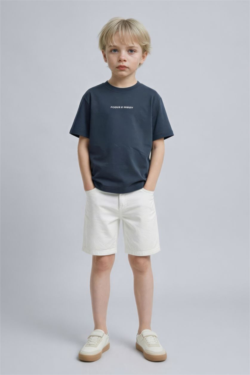 Erkek Çocuk - Genç Erkek Beyaz Jean Şort Erkek Çocuk