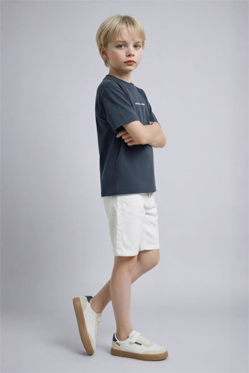 Erkek Çocuk - Genç Erkek Beyaz Jean Şort Erkek Çocuk