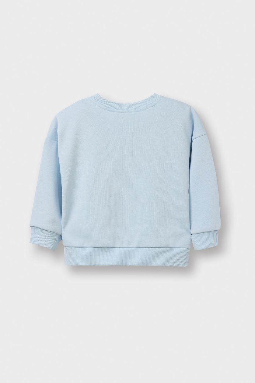 طفل صغير أزرق فاتح سويت شيرت بيبي اولادي اوفر سايز بطبعة شعار