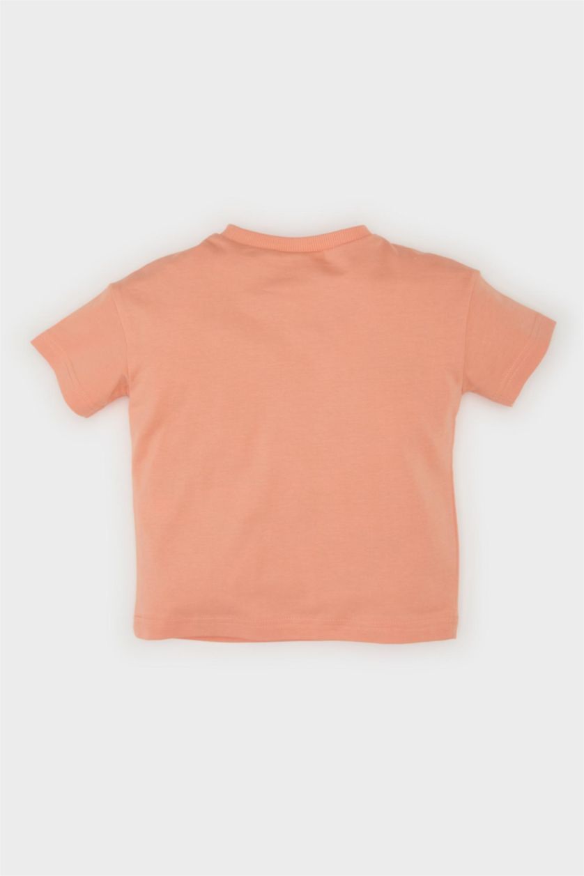 Baby Boy Orange Baby Boy Crew Neck Printed Short Sleeve T-Shirt