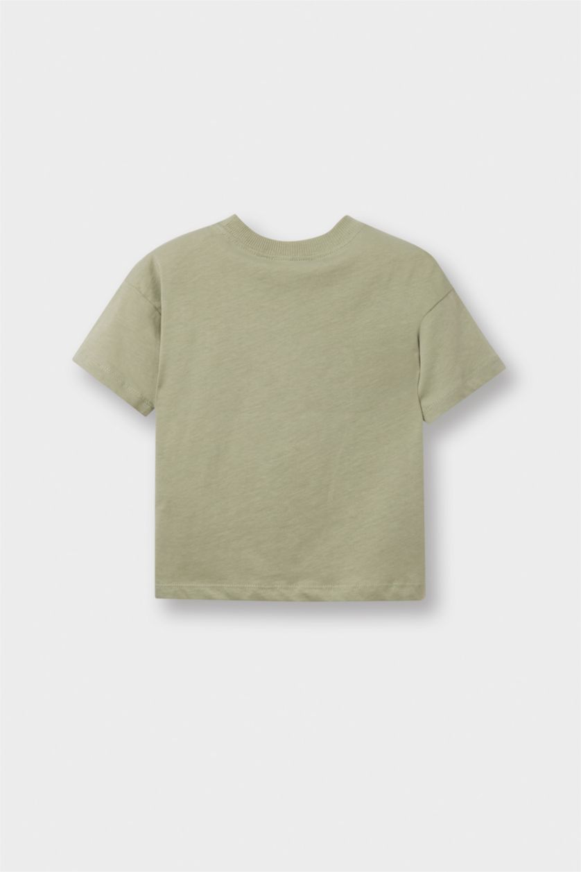 Erkek Bebek Yeşil Regular Fıt Slogan Desenli Kısa Kollu Tişört Erkek Bebek