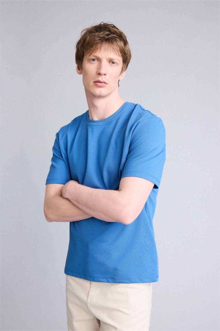 Man Blue تيشيرت نص ردن