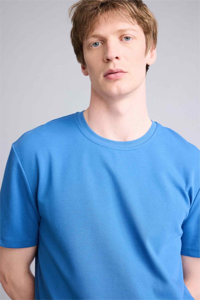 Man Blue تيشيرت نص ردن