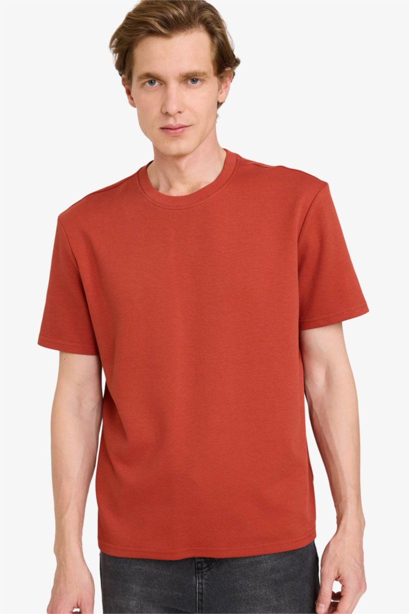 Erkek Gülkurusu Bisiklet Yaka Twill Kısa Kollu Tişört