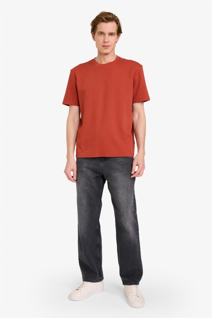 Erkek Gülkurusu Bisiklet Yaka Twill Kısa Kollu Tişört