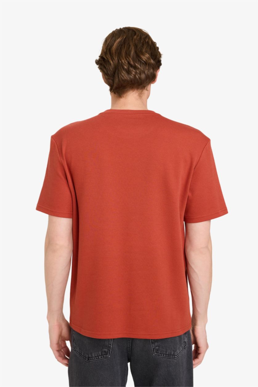 Erkek Gülkurusu Bisiklet Yaka Twill Kısa Kollu Tişört