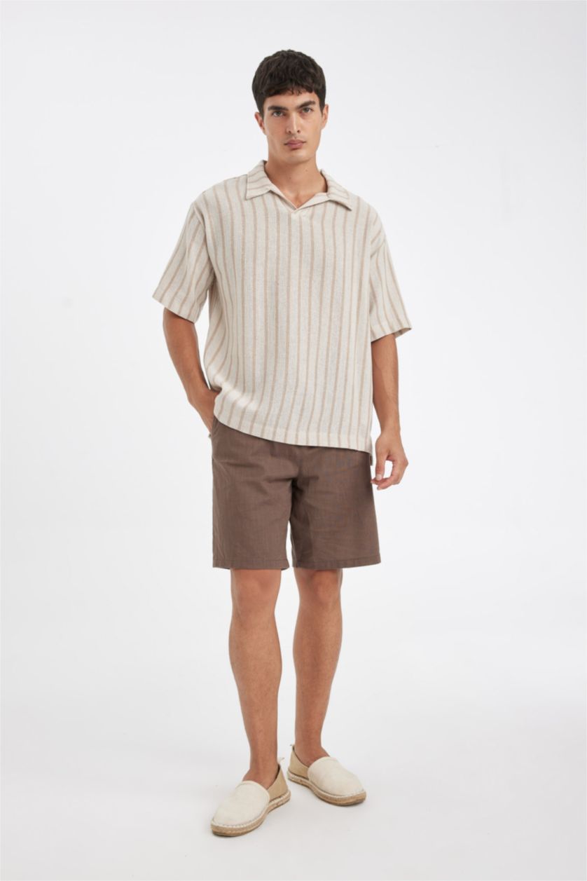 رجال بني شورت برمودا قطن قصة مريحة